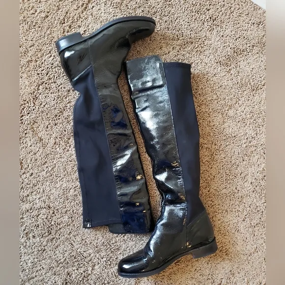 Aldo glossy leather knee high riding boots black 8.5