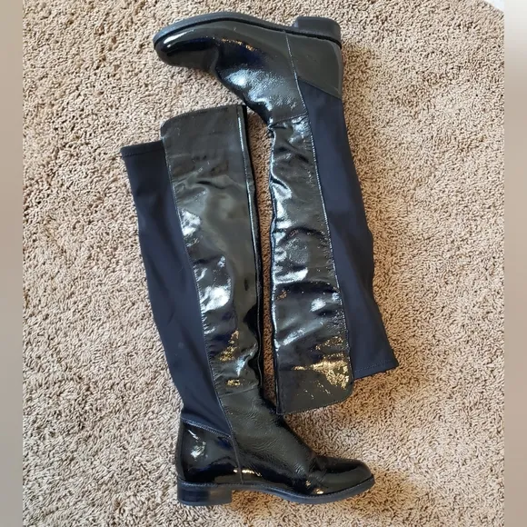 Aldo glossy leather knee high riding boots black 8.5
