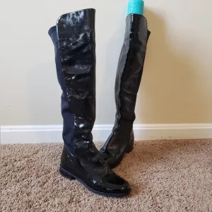Aldo glossy leather knee high riding boots black 8.5