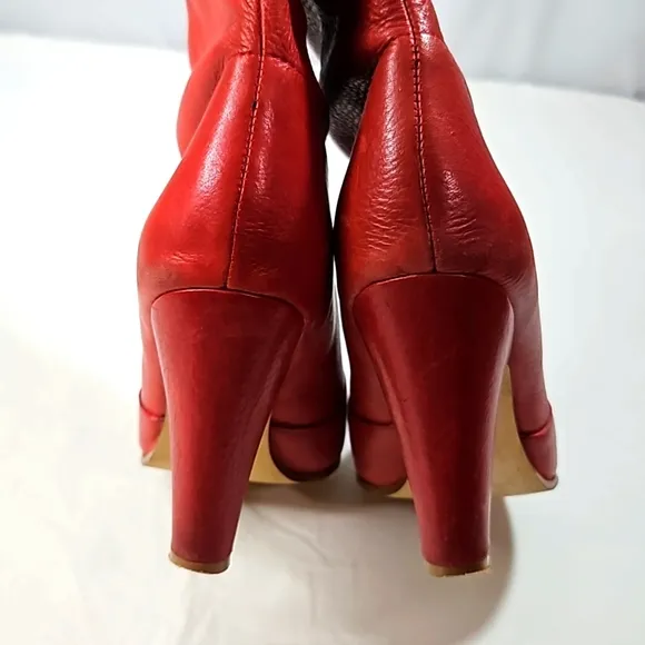 Aldo Womens Red Leather Riding Boots Size 39