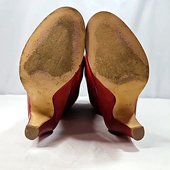 Aldo Womens Red Leather Riding Boots Size 39