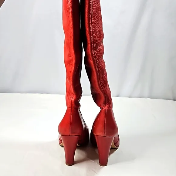 Aldo Womens Red Leather Riding Boots Size 39