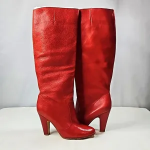 Aldo Womens Red Leather Riding Boots Size 39