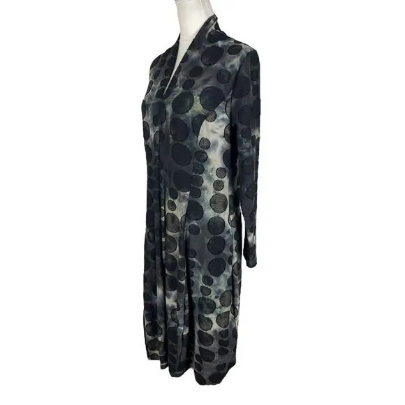 Alembika Lagenlook Midi Dress V-Neck Smoke Grunge Mesh Circles Size 8