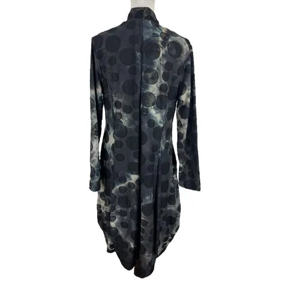 Alembika Lagenlook Midi Dress V-Neck Smoke Grunge Mesh Circles Size 8