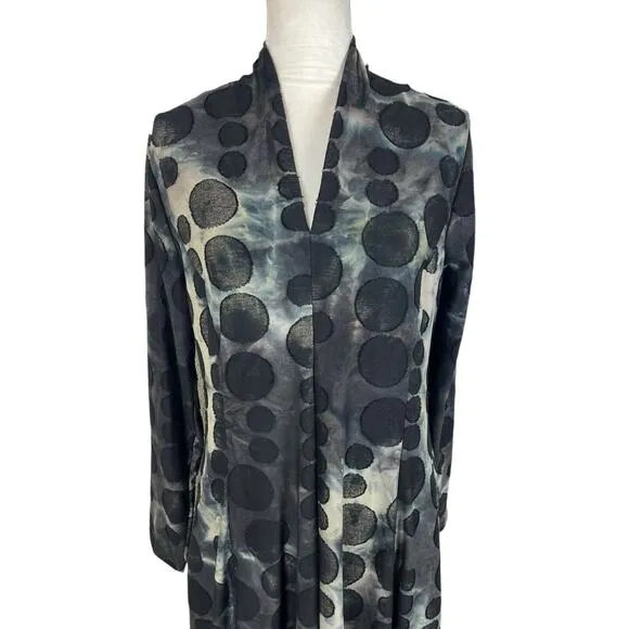 Alembika Lagenlook Midi Dress V-Neck Smoke Grunge Mesh Circles Size 8