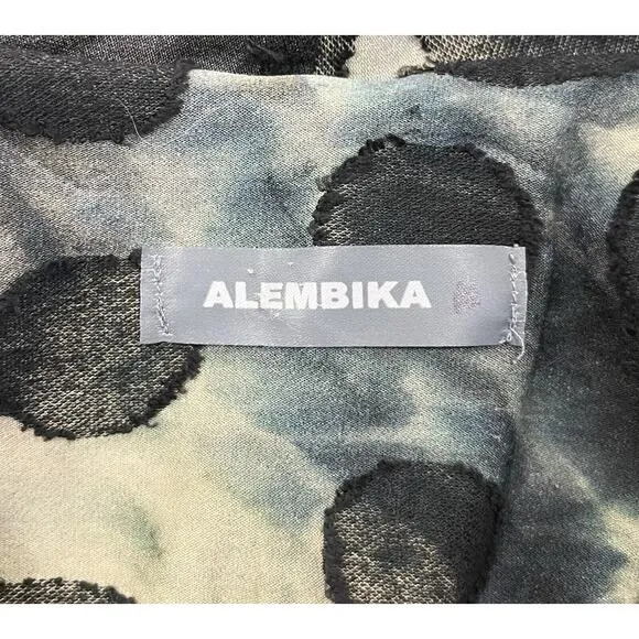 Alembika Lagenlook Midi Dress V-Neck Smoke Grunge Mesh Circles Size 8
