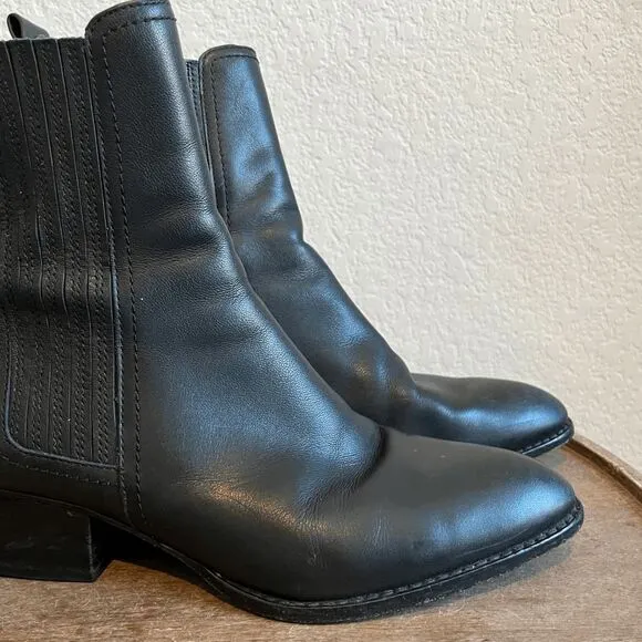 Alexander Wang Anouck Leather Rose Gold Black Chelsea Boots Womens 37 US 7