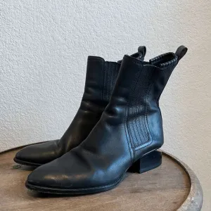 Alexander Wang Anouck Leather Rose Gold Black Chelsea Boots Womens 37 US 7