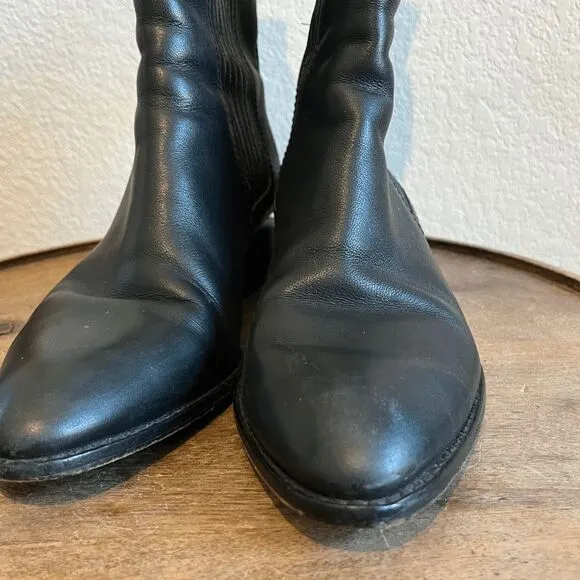 Alexander Wang Anouck Leather Rose Gold Black Chelsea Boots Womens 37 US 7