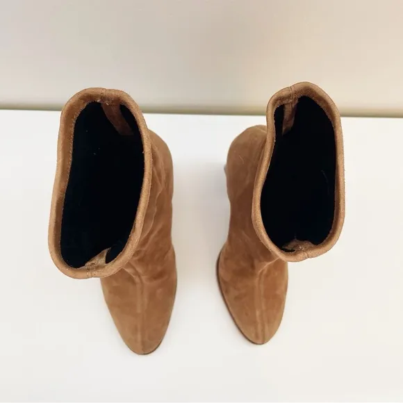 Alexander Wang Gia Suede Heeled boots sock bootie Ankle Size 37.5 leather brown
