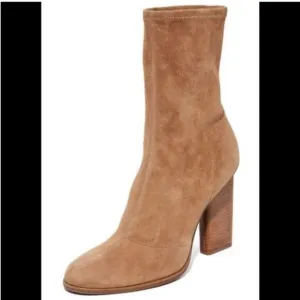Alexander Wang Gia Suede Heeled boots sock bootie Ankle Size 37.5 leather brown