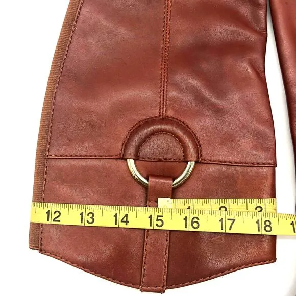 Alfani Womens Bexleyy Riding Boots Brown Leather Block Heels Zipper Up 6.5 M