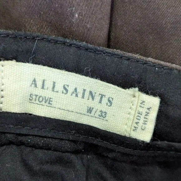 All Saints Stove Button Fly Chinos in Dark Brown Men's sz 33