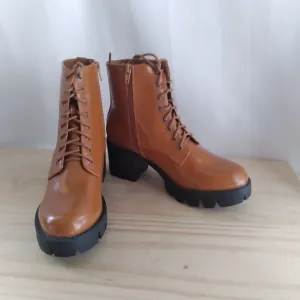 Allegra K Combat Boots Womens Size 8 Tan Platform Lace Zip Nwt