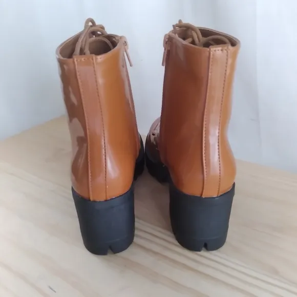 Allegra K Combat Boots Womens Size 8 Tan Platform Lace Zip Nwt