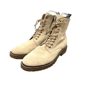 Allsaints Piero Lace Up Cap Toe Boots Suede Beige Mens Size 45 US Pre-Loved