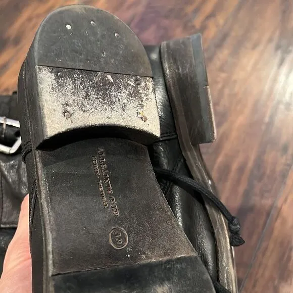 Allsaints Spitalfields double buckle combat Boots size 39 size 8 in USA in GUC