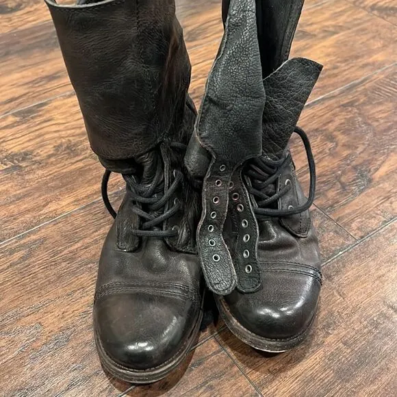 Allsaints Spitalfields double buckle combat Boots size 39 size 8 in USA in GUC