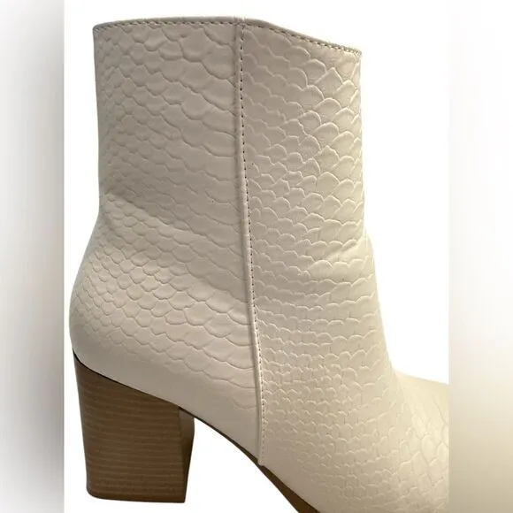 Altar'd State White Faux Leather Snakeskin Ankle Boots