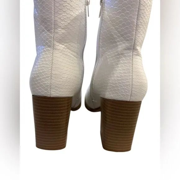 Altar'd State White Faux Leather Snakeskin Ankle Boots