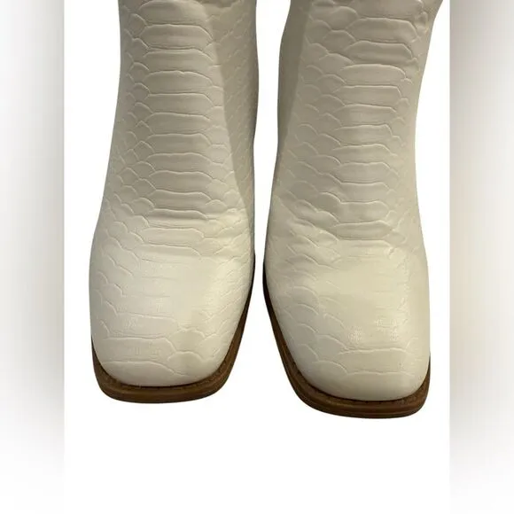 Altar'd State White Faux Leather Snakeskin Ankle Boots
