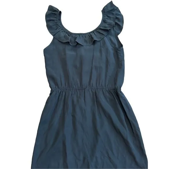Amanda Uprichard Penny Silk Ruffle BibLittle Black Dress sz Small