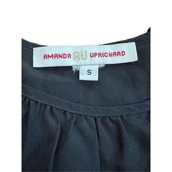 Amanda Uprichard Penny Silk Ruffle BibLittle Black Dress sz Small