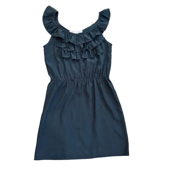 Amanda Uprichard Penny Silk Ruffle BibLittle Black Dress sz Small