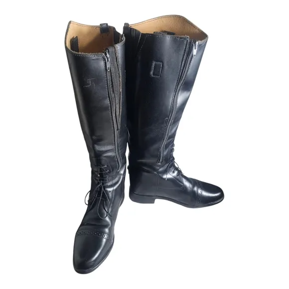 Amazonas Cavalier Riding Boots 8 XW Equestrian Black Leather Deadstock Condition
