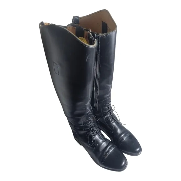 Amazonas Cavalier Riding Boots 8 XW Equestrian Black Leather Deadstock Condition