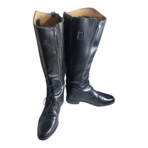 Amazonas Cavalier Riding Boots 8 XW Equestrian Black Leather Deadstock Condition