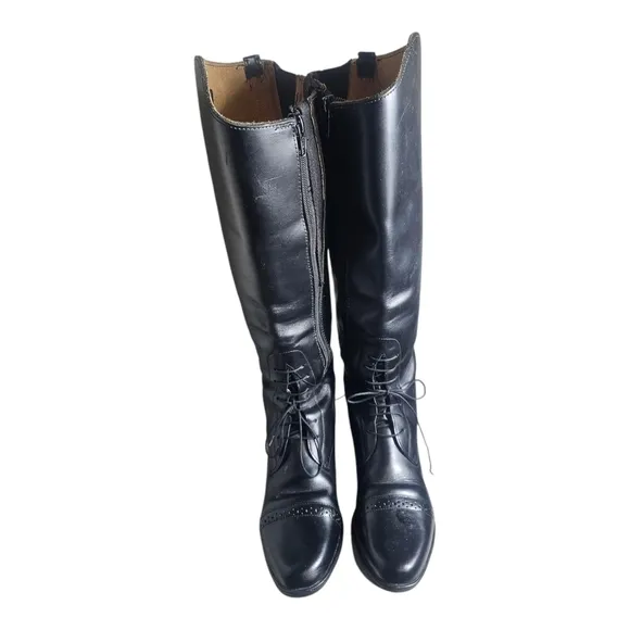 Amazonas Cavalier Riding Boots 8 XW Equestrian Black Leather Deadstock Condition