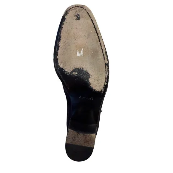 Amiri Black Suede Buckle Boots SZ 40 Block Heel Made Italy
