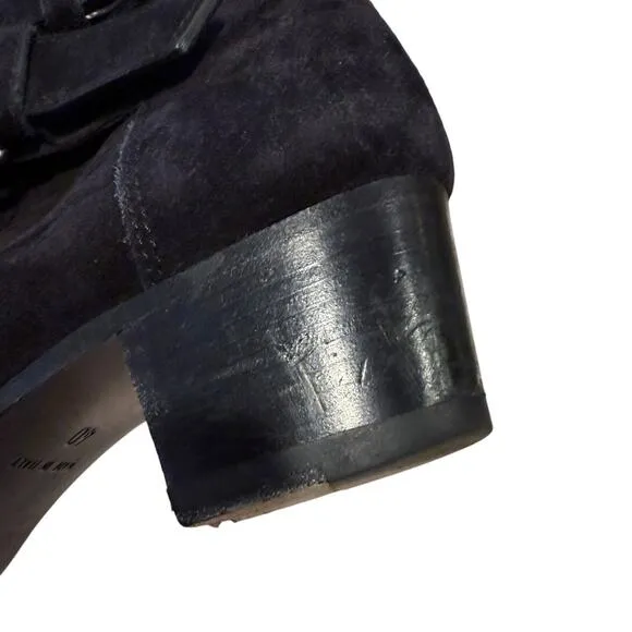 Amiri Black Suede Buckle Boots SZ 40 Block Heel Made Italy