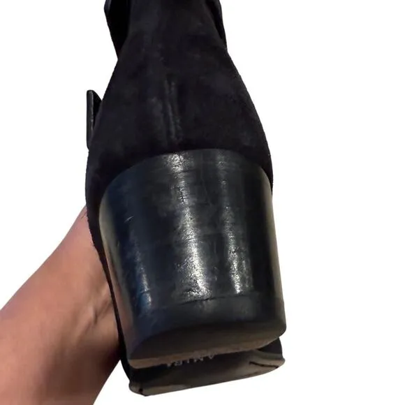 Amiri Black Suede Buckle Boots SZ 40 Block Heel Made Italy