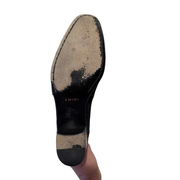 Amiri Black Suede Buckle Boots SZ 40 Block Heel Made Italy