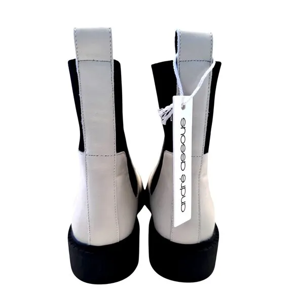 Andre Assous Violet Ivory/Black Size 6 M Women's Water Resistant Boot NWB