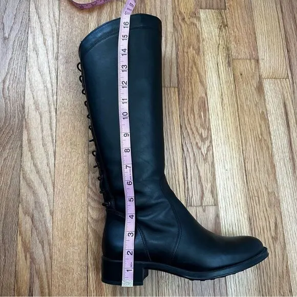 Andre Assous Saddle Up Black Waterproof Leather Knee High Riding Boots