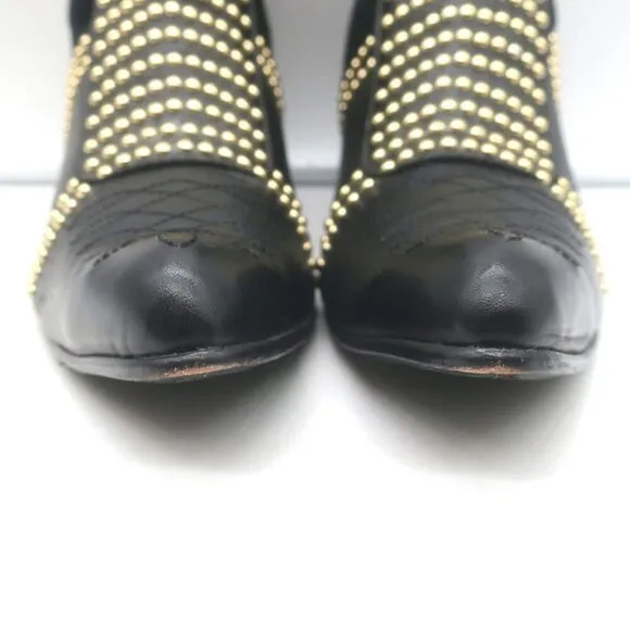 ANINE BING Charlie Gold-Studded Ankle Boots Black Leather &amp; Suede Size 37