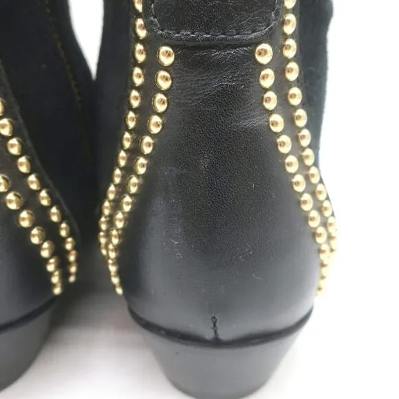 ANINE BING Charlie Gold-Studded Ankle Boots Black Leather &amp; Suede Size 37