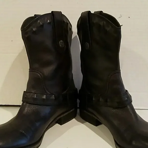 ANN TAYLOR LOFT BLACK LEATHER ANKLE‎ BOOTS