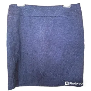 Ann Taylor Size 10 Navy Blue Textured Rose Pattern Mini Skirt
