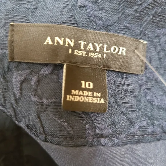 Ann Taylor Size 10 Navy Blue Textured Rose Pattern Mini Skirt