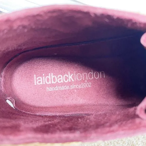 Anthro Laidback London Maroon Suede Shenje Chukka Boots EU 42 Lace Up Handmade