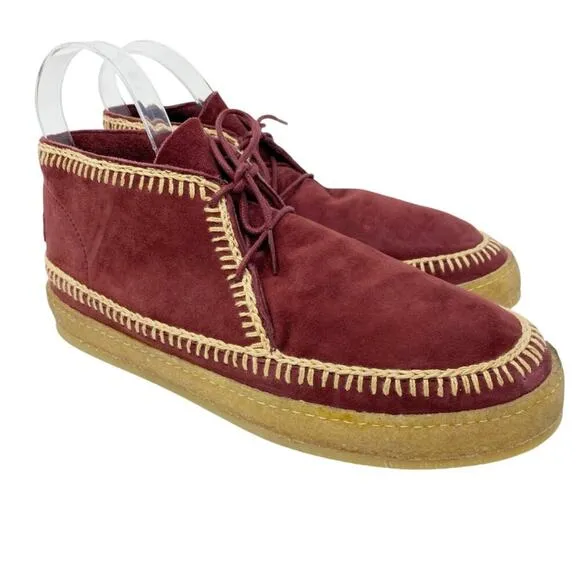 Anthro Laidback London Maroon Suede Shenje Chukka Boots EU 42 Lace Up Handmade