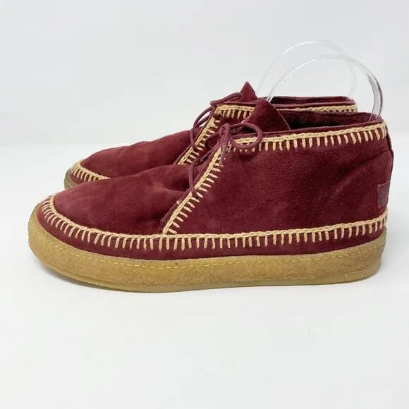 Anthro Laidback London Maroon Suede Shenje Chukka Boots EU 42 Lace Up Handmade