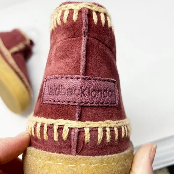 Anthro Laidback London Maroon Suede Shenje Chukka Boots EU 42 Lace Up Handmade