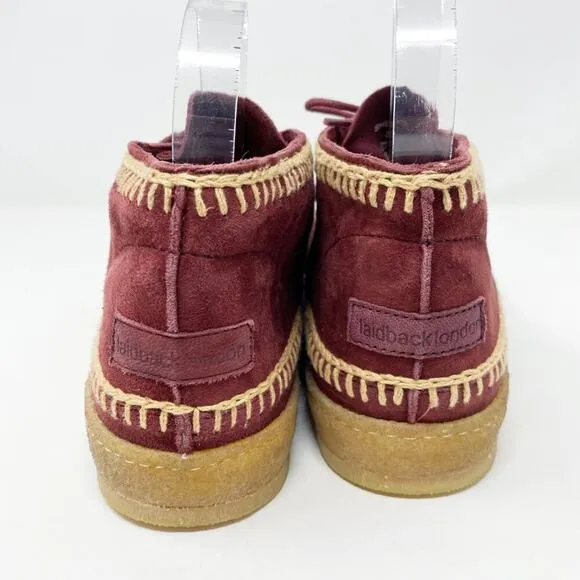 Anthro Laidback London Maroon Suede Shenje Chukka Boots EU 42 Lace Up Handmade