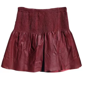 Anthropologie Leifsdottir Leather Skirt Burgundy 6